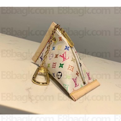 louis vuitton white monogram triangle pouch bag charm and key holder