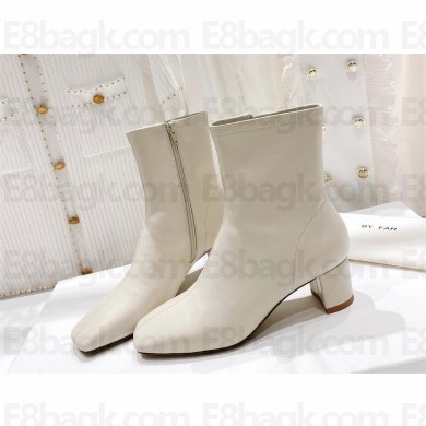 BY FAR Sofia 50mm ankle boots in calfskin white 2023