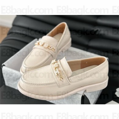 Chanel Calfskin & Metal Moccasins G45785 WHITE 2024