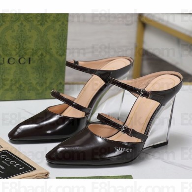 Gucci women's calfskin mules coffee heel 10cm 2025