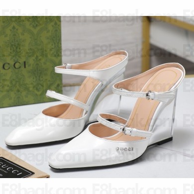 Gucci women's calfskin mules white heel 10cm 2025