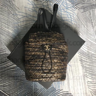Chanel Tweed & Gold-Tone Metal medium Backpack Bag A69964 2019