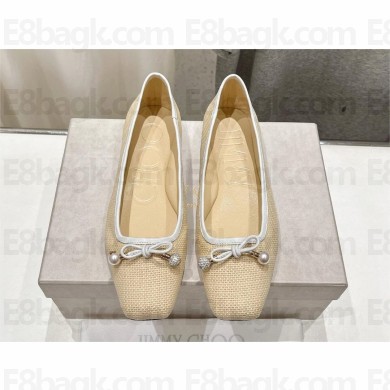 Jimmy Choo Elme embellished leather ballet flats raffia 2024