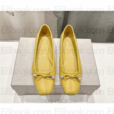 Jimmy Choo Elme embellished leather ballet flats yellow 2024