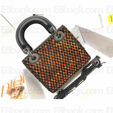Dior Mini Lady Dior Bag in Sequins and Lambskin red 2023
