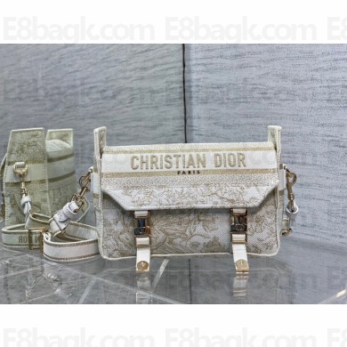 Dior Small Diorcamp Messenger Bag in Dior Jardin d'Hiver Embroidery Beige 2023