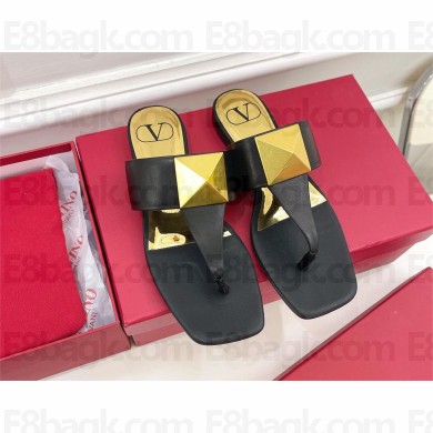 Valentino ONE STUD CALFSKIN FLAT THONG SANDAL black 2023