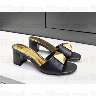 Valentino Garavani One Stud leather mules black 2023