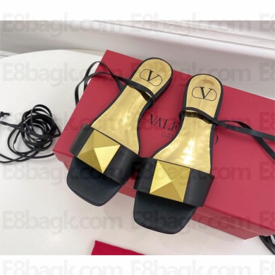 Valentino ONE STUD leather wrap SANDAL black 2023
