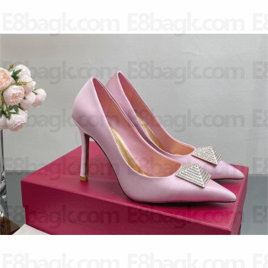 Valentino ONE STUD SATIN PUMP WITH STUD AND CRYSTALS 100MM pink 2023