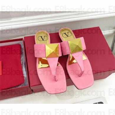 Valentino ONE STUD CALFSKIN FLAT THONG SANDAL pink 2023