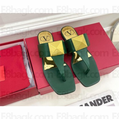 Valentino ONE STUD CALFSKIN FLAT THONG SANDAL green 2023