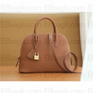 HERMES BOLIDE 25 BAG IN EVERCOLOR LEATHER BROWN WITH GOLD HARDWARE(ORIGINAL QUALITY+HANDMADE)