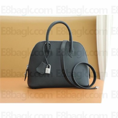 HERMES BOLIDE 25 BAG IN EPSOM LEATHER BLACK WITH SILVER HARDWARE(ORIGINAL QUALITY+HANDMADE)