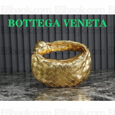 Bottega Veneta intrecciato leather mini jodie top handle bag gold