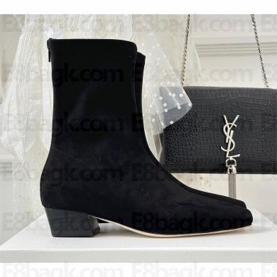 BY FAR Este 25mm square toe ankle boots in suede leather black 2023