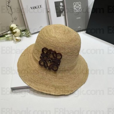 LOEWE Bucket hat in raffia and calfskin 2025