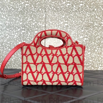 Valentino Garavani Le Troisième medium shopping bag in Toile Iconographe beige/red 2023