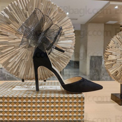JIMMY CHOO Averly 100 suede bow-trimmed pumps black 2022