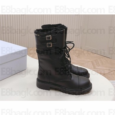dior Black Calfskin and Shearling D-Trap Ankle Boot 2023