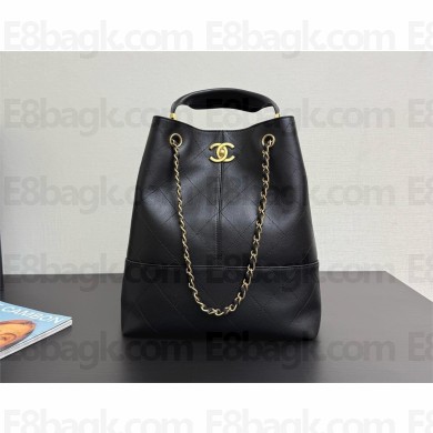 CHANEL black Calfskin & Gold-Tone Metal Shopping Bag AS5635 2025
