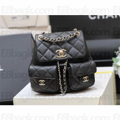 Chanel Grained Calfskin & Gold-Tone Metal small backpack AS3860/AS3787 black 2024(original quality)