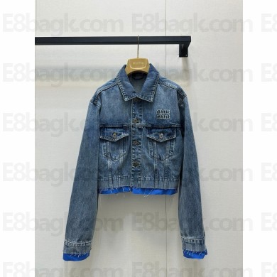 MIU MIU Denim and poplin trucker jacket GWB247 2025