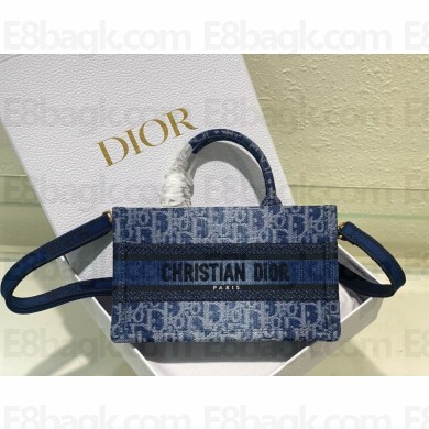 Dior mini Book Tote in Blue Denim Dior Oblique Jacquard 2024