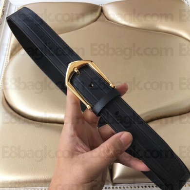 Louis Vuitton Calfskin Stripe Trim Belt Black/Gold 2018