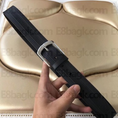 Louis Vuitton Calfskin Stripe Trim Belt Black/Silver 2018