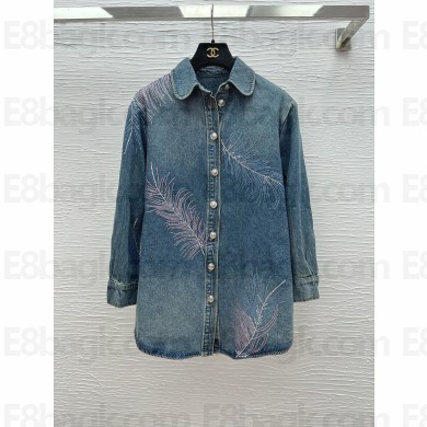 CHANEL Embroidered Denim BLUE DENIM SHIRT P79450 2025