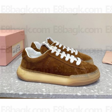 Miu Miu Bleached suede sneakers 5E916D dark brown 2024
