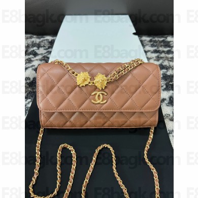 Chanel Flap Phone Holder with Chain in Lambskin tan AP3426 2023