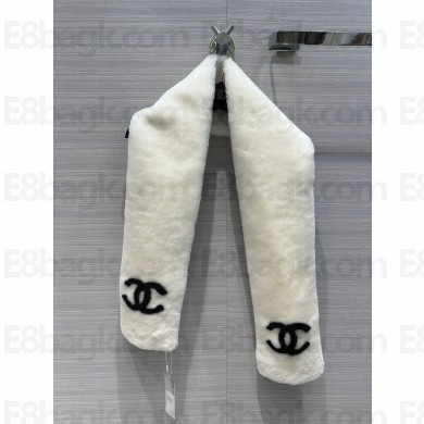 chanel Shearling Lambskin White & Black scarf AA9446 2023