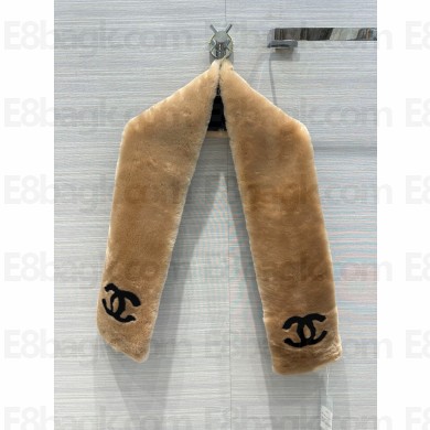 chanel Shearling Lambskin beige & Black scarf AA9446 2023