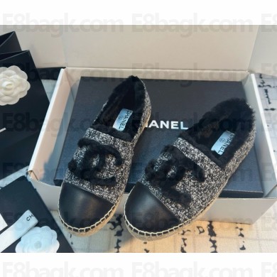 Chanel shearling CC Logo Tweed Espadrilles 112501-2024