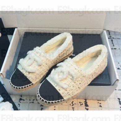 Chanel shearling CC Logo Tweed Espadrilles 112505-2024