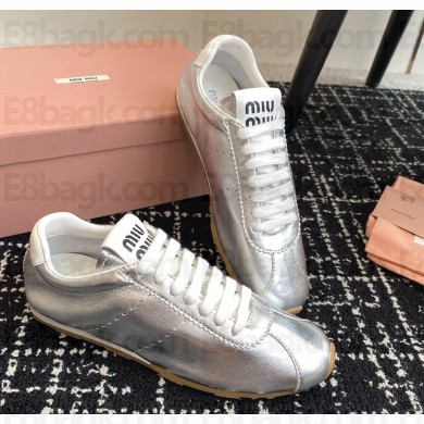 Miu Miu Plume mordoré calfskin sneakers 5E114E Silver 2024