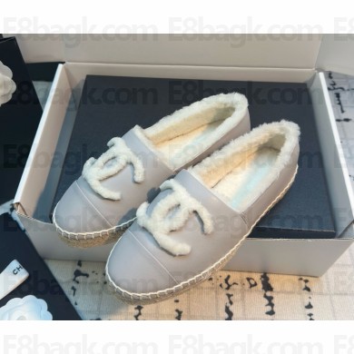 Chanel Lambskin Espadrilles with shearling CC logo grey 1125-2024