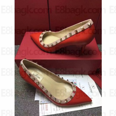 VALENTINO SHEEPSKIN ROCKSTUD PUMP 6.5CM red