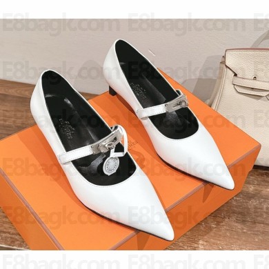 Hermes Kiara 40 pointed calfskin with kelly pumps white 2024