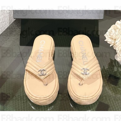 Chanel slippers Lambskin Beige 2025