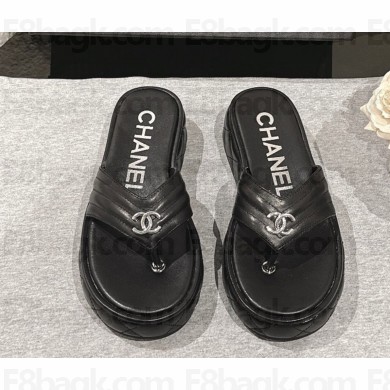 Chanel slippers Lambskin Black 2025