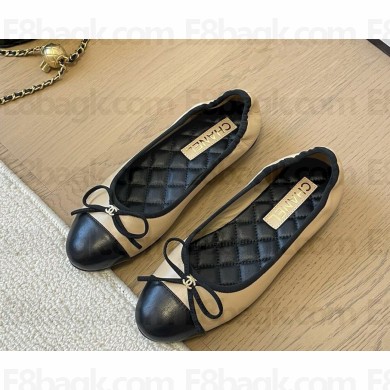 Chanel Ballet flats Lambskin & Metal G46114 beig & Black 2025
