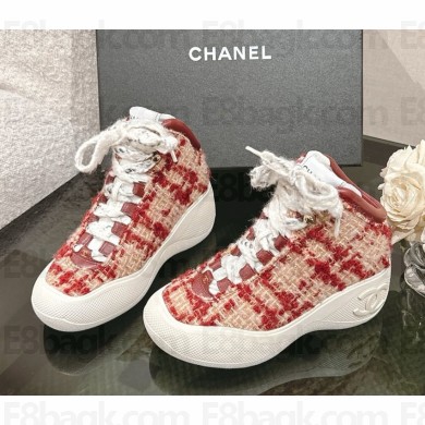 Chanel Sneakers Wool Tweed & Lambskin G46008 red, Beige 2025