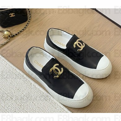 Chanel calfskin with cc logo leafers black 1216-2025