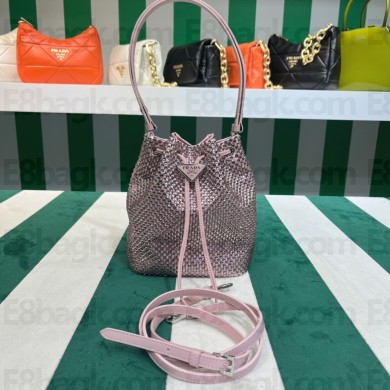 Prada Crystal Bucket Bag 1BE067 pink 2022 