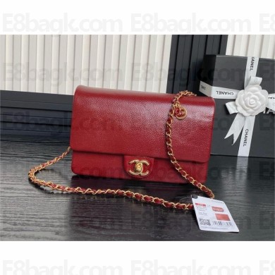 CHANEL Shiny Grained Calfskin & Gold-Tone Metal Mini Flap Bag AS5218 RED 2024
