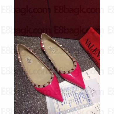 Valentino PATENT rockstud ballet flats dark pink