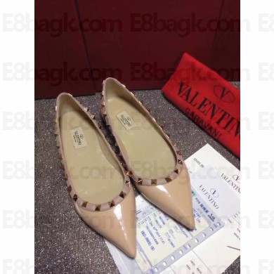 Valentino PATENT rockstud ballet flats NUDE